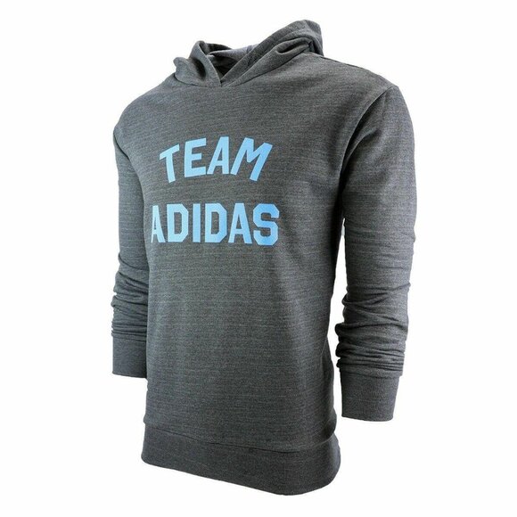 adidas Men's Team Performance Pullover Hoodie Carbon Heather/Blue 2XL - Picture 3 of 3